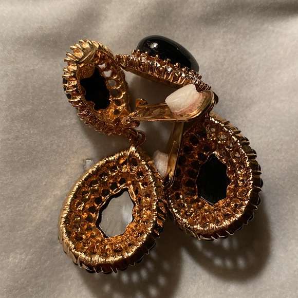 KJL Kenneth Jay Lane clip on earrings black - Picture 5 of 7